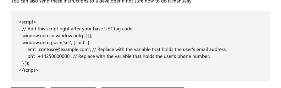 Microsoft Enhanced conversions client-side script snippet — to be ignored when using FunnelTrack