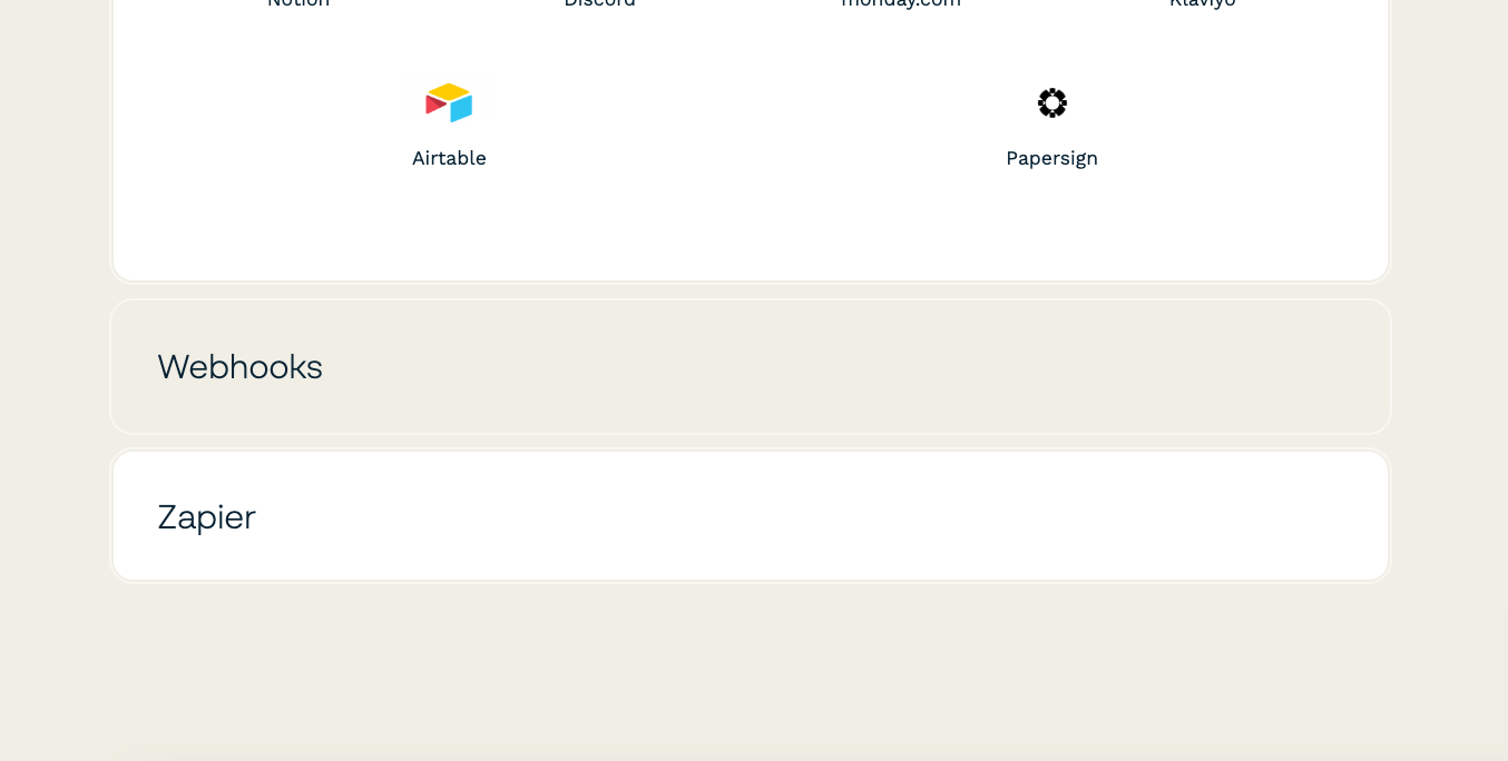 Paperform After Submission tab with the Webhooks section